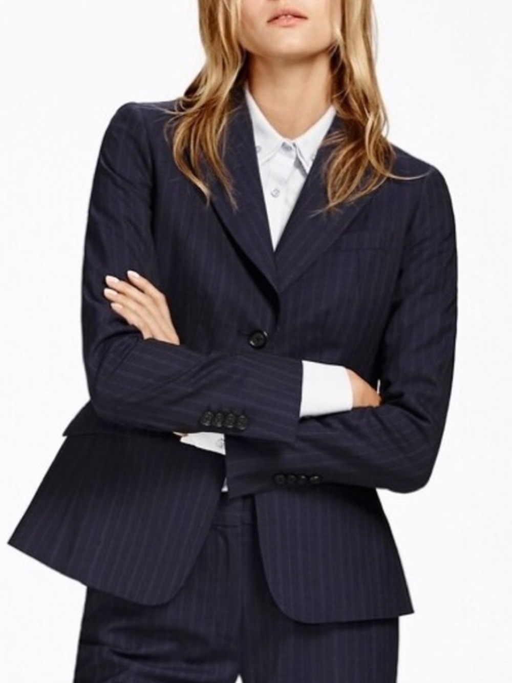 Brooks Brothers Navy Pinstripe Blazer Tailored Single-Button Jacket 2P